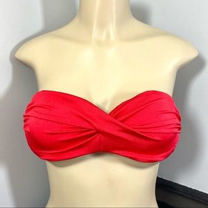 VICTORIA’S SECRET Bright Lipstick Red Twist Bandeau Strapless Bikini Top 32B